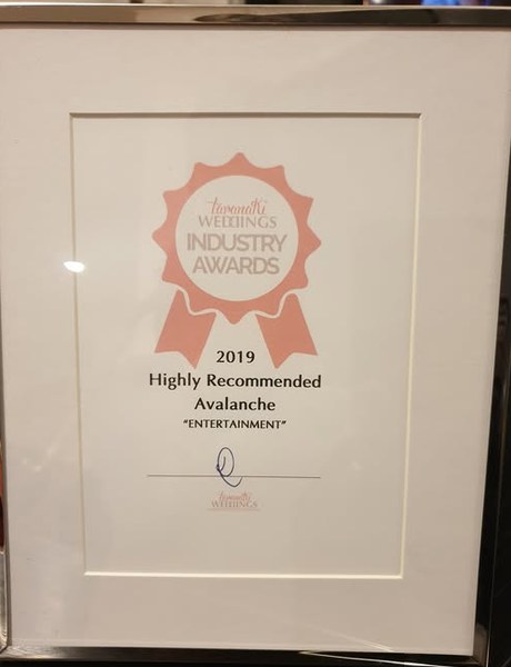 Taranaki Weddings Industry Awards — Highly Recommended, Avalanche, Entertainment